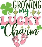 wächst mein glücksbringer mama ankündigung lucky st. Patrick's Day Kleeblatt-T-Shirt-Design vektor