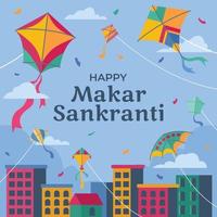 feiert makar sankranti drachenfestival vektor