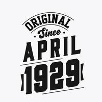 född i april 1929 retro årgång födelsedag, original- eftersom april 1929 vektor