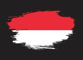 grunge borsta stroke indonesien flagga vektor