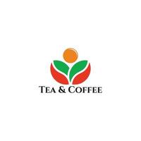 Bio-Symbol-Logo-Vektor aus Teeblatt und Kaffeebohne vektor