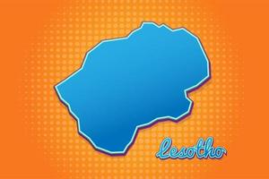 Retro-Karte von Lesotho mit Halbtonhintergrund. Cartoon-Kartensymbol im Comic- und Pop-Art-Stil. Kartografie-Geschäftskonzept. ideal für Kinderdesign, Lernspiel, Magnet- oder Posterdesign. vektor