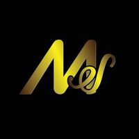 MS-Brief-Logo im Logo-Vektorpaket im goldenen Stil vektor