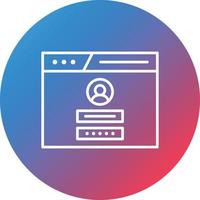 Browser-Login-Linie Farbverlauf Kreis Hintergrundsymbol vektor