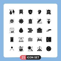 stock vektor ikon packa av 25 linje tecken och symboler för hydda intelligent insekt mänsklig skydda redigerbar vektor design element