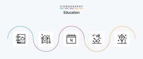 Education Line 5 Icon Pack inklusive Forschung. Labor. Doktorhut. Biologie. Zeitplan vektor