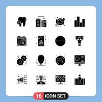 Stock Vector Icon Pack mit 16 Zeilen Zeichen und Symbolen für Box Statistik Café Finance Business editierbare Vektordesign-Elemente