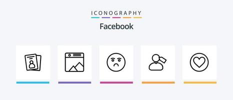 Facebook Line 5 Icon Pack inklusive Heizung. traurig. Monitor. Gefühl. Emoji. kreatives Symboldesign vektor