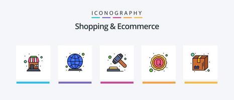 Shopping- und E-Commerce-Linie gefüllt 5 Icon Pack einschließlich Zelle. Wagen. Karte. Einkaufen. Korb. kreatives Symboldesign vektor