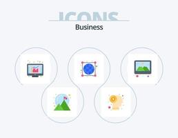 Business-Flat-Icon-Pack 5 Icon-Design. Foto. Verbindungen. Browser. weltweit. Erde vektor