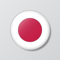 Hochglanz-Knopf kreisförmige Abbildung der japanischen Flagge vektor