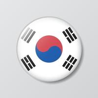 glänzende Knopfkreis geformte Illustration der Südkorea-Flagge vektor
