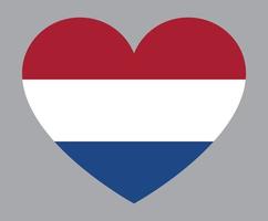 platt hjärta formad illustration av nederländerna flagga vektor