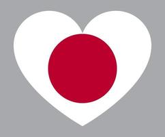flache herzförmige illustration der japanischen flagge vektor