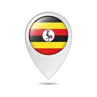 Kartenstandort-Tag der Uganda-Flagge vektor