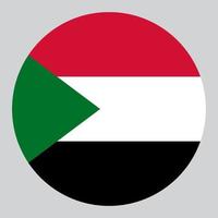 flache kreisförmige illustration der sudan-flagge vektor