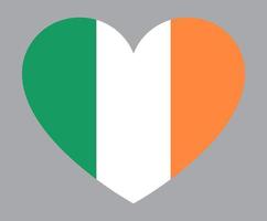 flache herzförmige illustration der irland-flagge vektor