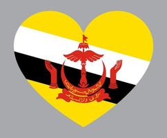 flache herzförmige illustration der brunei-flagge vektor