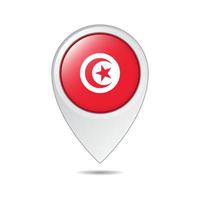 Kartenstandort-Tag der Tunesien-Flagge vektor