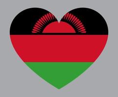 flache herzförmige illustration der malawi-flagge vektor