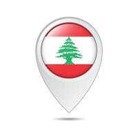 Kartenstandort-Tag der Libanon-Flagge vektor