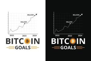 bitcoin mål, bitcoin t skjorta design. också för muggar, toto påsar, hattar, kort, klistermärken, skriva ut och handelsvaror vektor