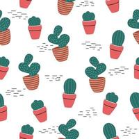 söt sömlös mönster med kaktus och abstrakt element. trendig vektor design. vektor illustration.