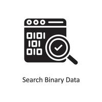 Suche binäre Daten Vektor solide Icon Design Illustration. Geschäfts- und Datenverwaltungssymbol auf Datei des weißen Hintergrundes ENV 10