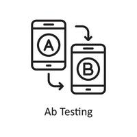 ab testning vektor översikt ikon design illustration. design och utveckling symbol på vit bakgrund eps 10 fil
