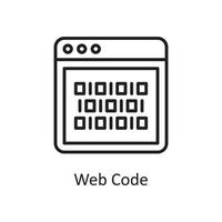 webb koda vektor översikt ikon design illustration. design och utveckling symbol på vit bakgrund eps 10 fil