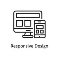 Responsive Design-Vektor-Gliederung-Icon-Design-Illustration. Design- und Entwicklungssymbol auf Datei des weißen Hintergrundes ENV 10 vektor