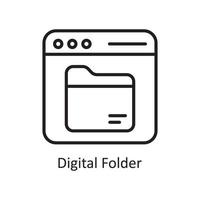 digitale Ordner-Vektor-Gliederung-Icon-Design-Illustration. Geschäfts- und Datenverwaltungssymbol auf Datei des weißen Hintergrundes ENV 10 vektor