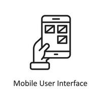 mobile Benutzeroberfläche Vektor Umriss Icon Design Illustration. Design- und Entwicklungssymbol auf Datei des weißen Hintergrundes ENV 10