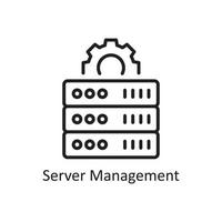 Server-Management-Vektor-Gliederung-Icon-Design-Illustration. Geschäfts- und Datenverwaltungssymbol auf Datei des weißen Hintergrundes ENV 10 vektor