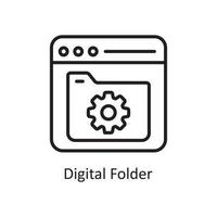 digitale Ordner-Vektor-Gliederung-Icon-Design-Illustration. Geschäfts- und Datenverwaltungssymbol auf Datei des weißen Hintergrundes ENV 10 vektor