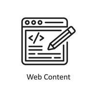 Web-Inhalt-Vektor-Gliederung-Icon-Design-Illustration. Design- und Entwicklungssymbol auf Datei des weißen Hintergrundes ENV 10 vektor