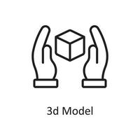 3D-Modell Vektor Umriss Icon Design Illustration. Design- und Entwicklungssymbol auf Datei des weißen Hintergrundes ENV 10