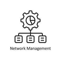 Netzwerk-Management-Vektor-Gliederung-Icon-Design-Illustration. Geschäfts- und Datenverwaltungssymbol auf Datei des weißen Hintergrundes ENV 10 vektor