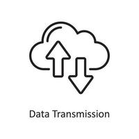 Datenübertragung Vektor Umriss Icon Design Illustration. Geschäfts- und Datenverwaltungssymbol auf Datei des weißen Hintergrundes ENV 10