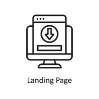 Landing-Page-Vektor-Gliederung-Icon-Design-Illustration. Design- und Entwicklungssymbol auf Datei des weißen Hintergrundes ENV 10 vektor