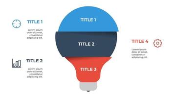 ljus Glödlampa lista infographic element vektor med 3 poäng, steg, alternativ, processer