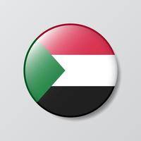 Hochglanz-Knopf kreisförmige Abbildung der Sudan-Flagge vektor