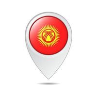 Kartenstandort-Tag der kirgisischen Flagge vektor