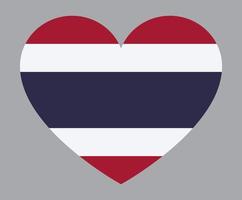 flache herzförmige illustration der thailand-flagge vektor