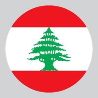 flache kreisförmige illustration der libanon-flagge vektor