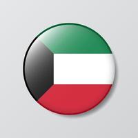 Hochglanz-Knopf kreisförmige Abbildung der Kuwait-Flagge vektor