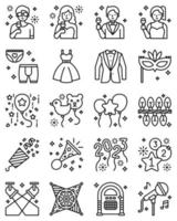 neues Jahr Realated Line Vector Icon Set 2