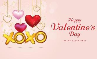 Happy Valentines Day Hintergrundvektor mit xoxo goldenen 3D-Buchstaben vektor