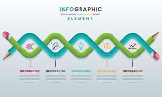 kreativ vriden penna infographics mall vektor med Graf