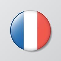 Hochglanz-Knopf kreisförmige Abbildung der Frankreich-Flagge vektor